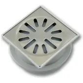 Aquaberg Doucheput abs vloerput rvs rooster onderuitlaat 50mm 100x100mm ppc reukafsluiter