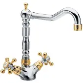 Sapho Antea Keukenmengkraan met retro uitloop, chroom/goud
