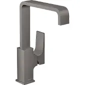Hansgrohe Wastafelmengkraan metropol eengreeps 230 met rechte greep en push-open afvoer geborsteld zwart chroom