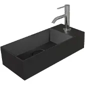 Salenzi Fontein spy 45x20 cm mat zwart kraangat rechts