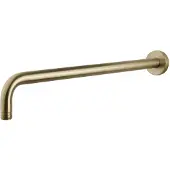 Wiesbaden Gebogen douche-arm rond muurbevestiging 45 cm geborsteld messing goud
