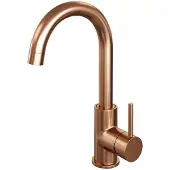 Brauer Wastafelmengkraan Copper Edition Coldstart Opbouw Hoog Gebogen Ronde Hendel Geborsteld Koper PVD