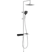 Schutte BLUEPERL Douchesysteem - Regendouche - Geïntegreerd Planchet - Met Push-Button Omsteller - Chroom & Zwart