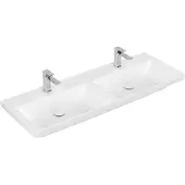 Villeroy & Boch Wastafel Subway 3.0 Dubbele Wasbak Met 2 Kraangaten Zonder Overloop 130x47x16.5 cm Wit Alpin
