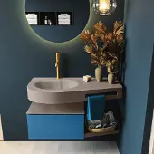 Mondiaz Riva badmeubel 100cm Jeans met 1 lade en wastafel links 1 kraangat Smoke