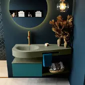 Mondiaz Riva badmeubel 120cm Smag met 1 lade en wastafel links 1 kraangat Army