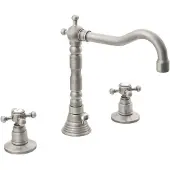 Sapho Wastafelmengkraan Retro 3-gats Antea 2-knop Uitloop Gebogen 17.5 cm Nikkel (incl. waste)