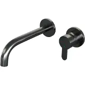 Brauer Gunmetal Edition inbouw wastafelmengkraan met gebogen uitloop en rozetten model D1 gunmetal geborsteld PVD