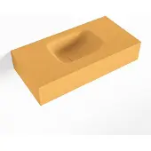 Mondiaz lex ocher vrijhangende solid surface wastafel 60 cm. Positie wasbak midden