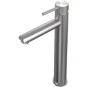 Brauer Brushed Carving verhoogde wastafelkraan met lange, ronde handgreep en ColdStart RVS geborsteld PVD