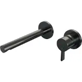 Brauer Inbouw wastafelmengkraan gunmetal edition coldstart rechte uitloop halfronde hendel rechts geborsteld gunmetal pvd met rozetten