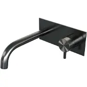 Brauer Gunmetal Edition inbouw wastafelmengkraan met gebogen uitloop en afdekplaat model B1 gunmetal geborsteld PVD