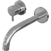 Brauer Inbouw wastafelmengkraan chrome edition coldstart gebogen uitloop korte ronde hendel links chroom met rozetten