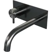 Brauer Gunmetal Edition inbouw wastafelmengkraan met gebogen uitloop en afdekplaat model B2 gunmetal geborsteld PVD
