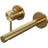 Brauer Inbouw wastafelmengkraan gold edition coldstart rechte uitloop ronde hendel links geborsteld goud pvd met rozetten