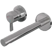 Brauer Inbouw wastafelmengkraan chrome edition coldstart rechte uitloop halfronde hendel links chroom met rozetten