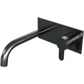 Brauer Gunmetal Edition inbouw wastafelmengkraan met gebogen uitloop en afdekplaat model D1 gunmetal geborsteld PVD
