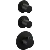 Brauer Regendoucheset Inbouw Black Carving Thermostatisch 30cm met Wandarm en Handdouche 3-Standen Losse Stopkranen Mat Zwart
