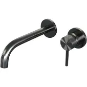 Brauer Gunmetal Carving inbouw wastafelmengkraan met gebogen uitloop en rozetten model A1 gunmetal geborsteld PVD
