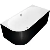 Polysan Ligbad Astra 160x75x60 cm Asymmetrisch Rechts Zwart Wit