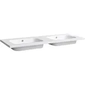 Sanilux Wastafel classic 120x47x3 cm mineraalmarmer mat wit dubbel