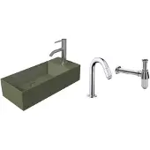 Salenzi Fonteinset Spy Mat Groen 45x20 cm Chroom (Keuze uit 20 kranen)