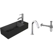 Salenzi fonteinset spy mat zwart 45x20 cm chroom