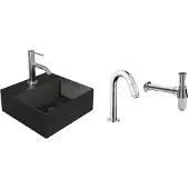 Salenzi Fonteinset Spy Mat Zwart 30x30 cm Chroom (Keuze uit 20 kranen)