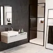 Riho Douchedeur met klapdeur grid 80x200 cm 6 mm helderglas zwarte profielen