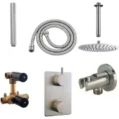 Boss & Wessing Thermostatisch inbouwdoucheset bws plafonduitloop rond 20 cm geborsteld rvs