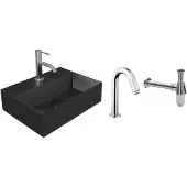 Salenzi Fonteinset Spy Mat Zwart 40x30 cm Chroom (Keuze uit 20 kranen)
