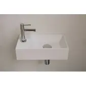 Ink Fontein Contra Polystone Rechthoek Inclusief Kraangat Links Mat Wit 40x22x10 cm