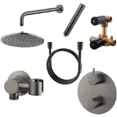 Wiesbaden inbouw regendouche set caral rond muuruitloop gunmetal pvd coating