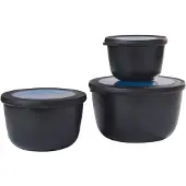 Mepal Meal prep bakjes - Magnetronschaal - Cirqula 3-delige set (500, 1000, 2000 ml) - Nordic black - Vershoudbakjes - Diepvriesbakje