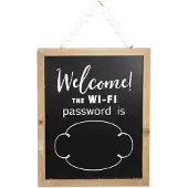 Clayre & Eef Krijtbordje WiFi 25x2x26 cm Bruin Zwart Hout Vierkant Tekstbord Bruin Tekstbord