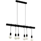 Eglo 49755 Townshend Hanglamp Staal Zwart/Hout Zwart - 6 x E27
