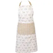Clayre & Eef Keukenschort 70x85 cm Beige Wit Katoen Boerderij Dieren BBQ Schort Beige BBQ Schort