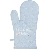 Clayre & Eef Ovenwant 16x30 cm Blauw Katoen Bloemen Ovenhandschoen Blauw Ovenhandschoen
