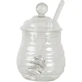 Clayre & Eef Voorraadpot Ø 10x14 cm Glas Rond Voorraadbus Transparant Voorraadbus