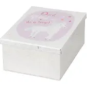 Clayre & Eef Blikken opbergdoos, 10x14x6 cm, wit, roze, metaal, met eenhoornmotief