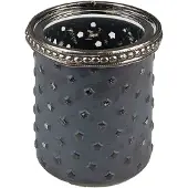 Clayre & Eef Theelichthouder Ø 6x7 cm Grijs Glas Metaal Waxinelichthouder Grijs Waxinelichthouder