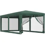 vidaXL Partytent met 6 mesh zijwanden 3x6 m HDPE groen