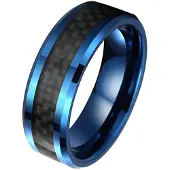 Mendes Wolfraam heren ring Carbon Fiber Blauw Zwart 8mm-18mm