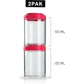 BlenderBottle Go Stak (2x150ml) ROZE - Accessoires - superhandig stapelsysteem voor uw proviand, nootjes, kruiden, fruit...
