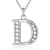 LGT JWLS Zilverkleurige Letter D Dames Ketting met Zirkonia