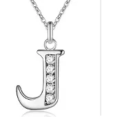 LGT JWLS Zilverkleurige Letter J Dames Ketting met Zirkonia