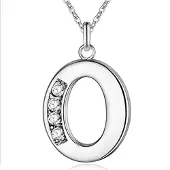 LGT JWLS Zilverkleurige Letter O Dames Ketting met Zirkonia