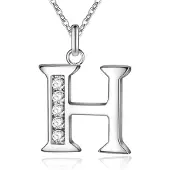 LGT JWLS Zilverkleurige Letter H Dames Ketting met Zirkonia