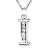 LGT JWLS Zilverkleurige Letter I Dames Ketting met Zirkonia