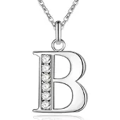LGT JWLS Zilverkleurige Letter B Dames Ketting met Zirkonia